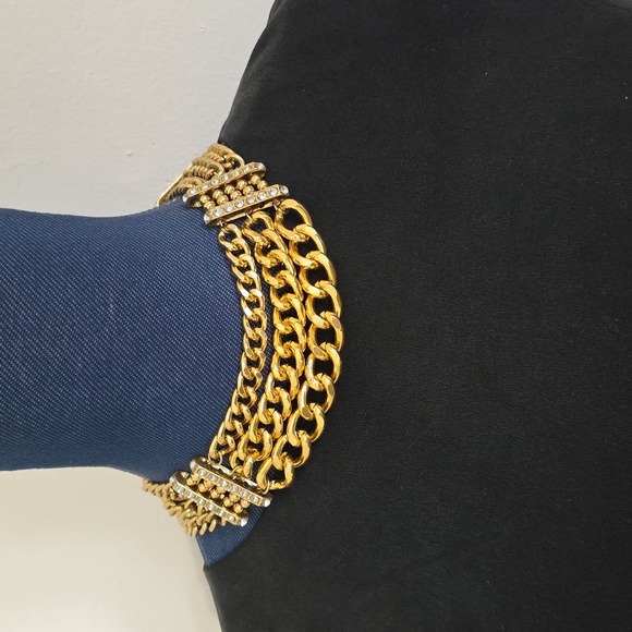 Vintage Chunky Multi Gold Chain Necklace and Earrings Set - Picture 8 of 11